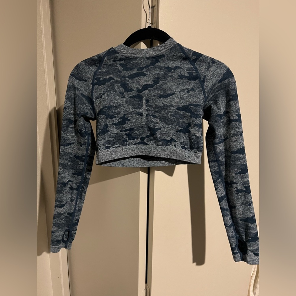 Blue Camo Workout Top